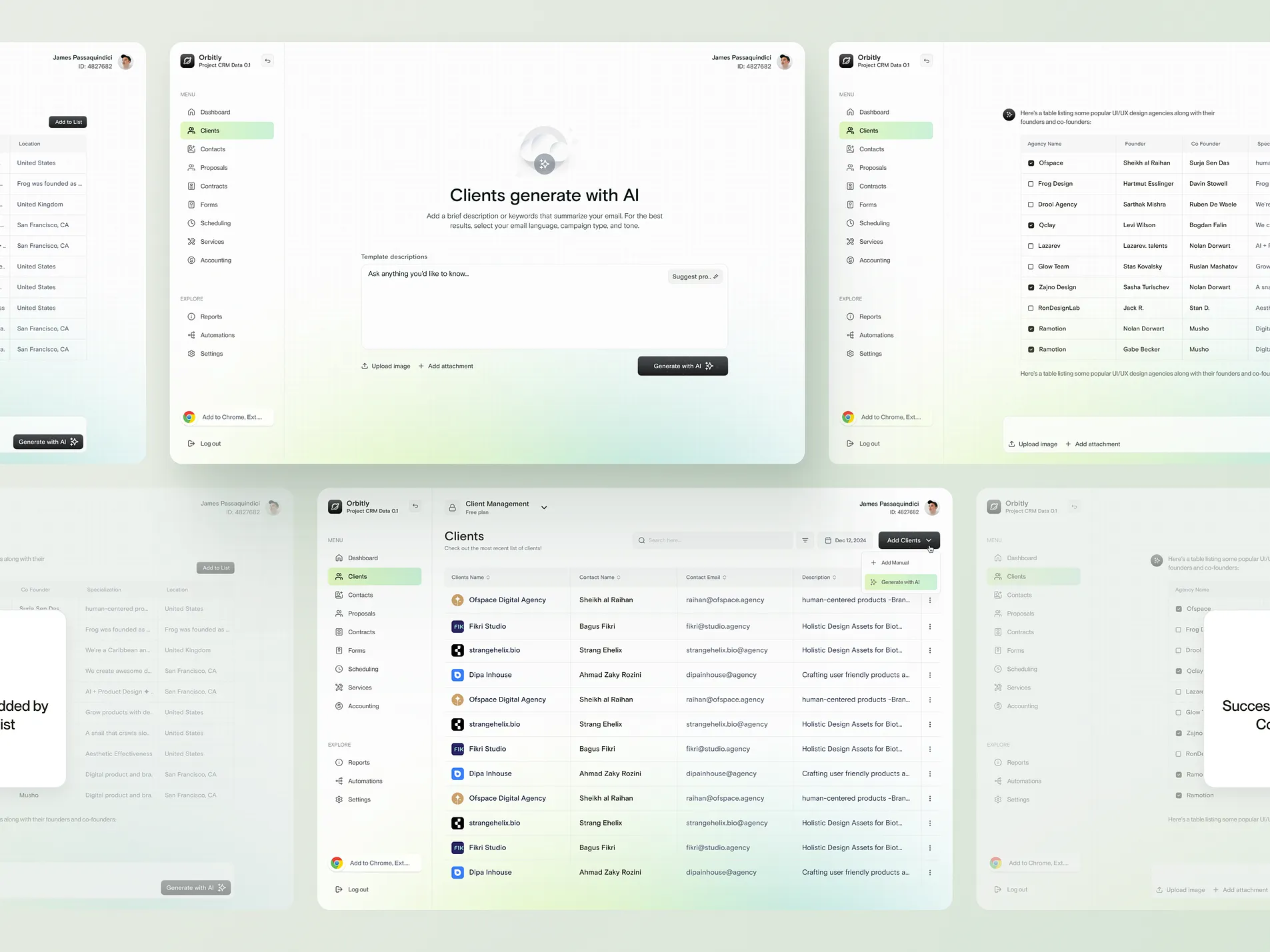 A grid of product screens for team records
